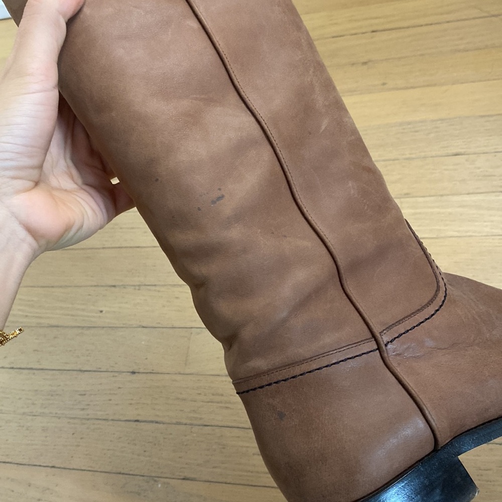 CHANEL Interlocking CC Logo Riding Boots BROWN LAMBSKIN Eu 39.5 - Picture 6 of 11